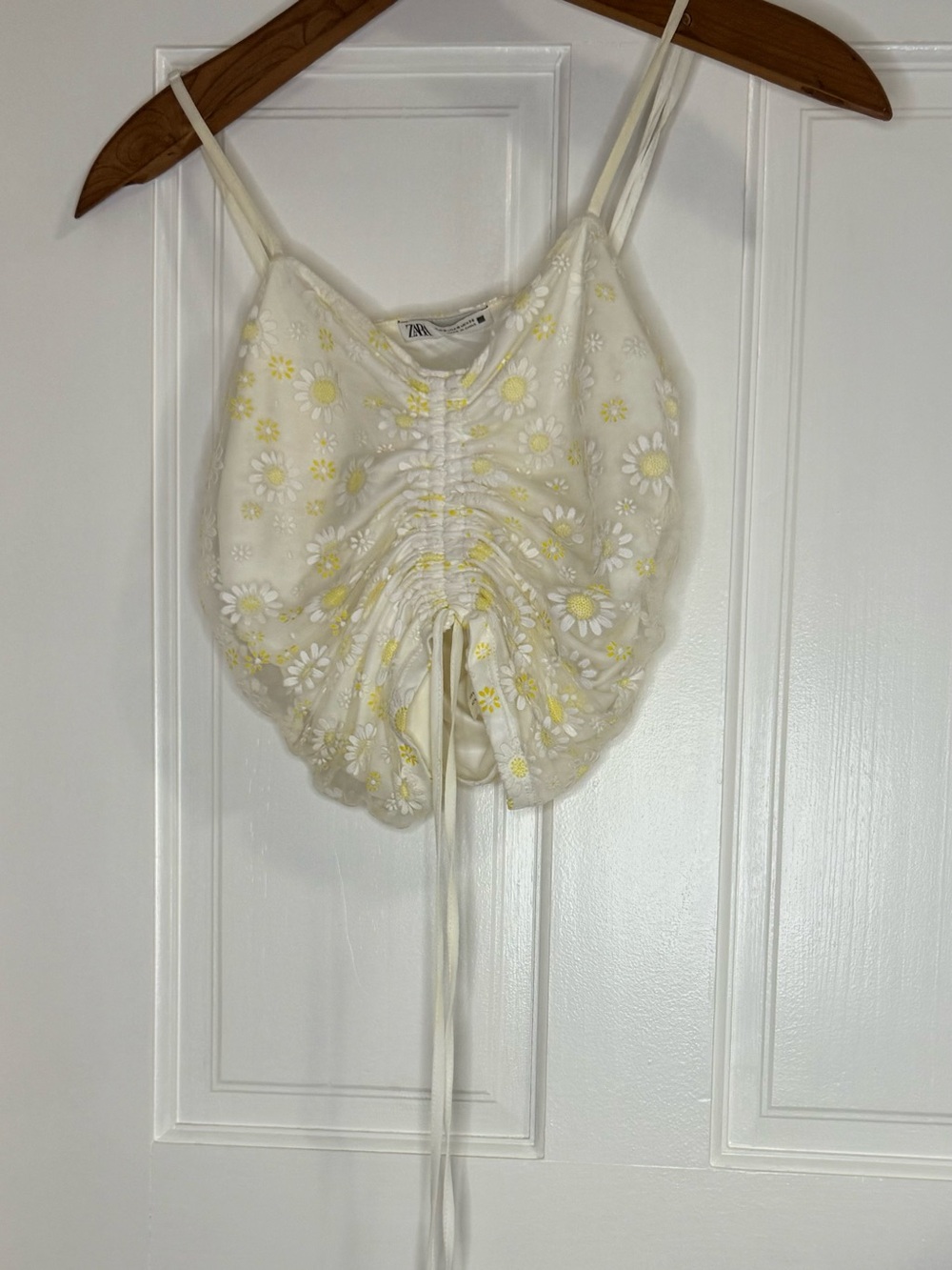 Zara Yellow Tank Top with Yellow Daisy Embroidery